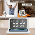 Tuzwa 30W Wireless Charging Stand with Alarm Clock & Thermometer – Fast Phone Charger for Bedside, Nightstand & Desk