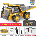 Tuzwa 4WD RC Excavator & Dump Truck – Alloy Remote Control Construction Vehicles with Lights, Sounds & Rechargeable Lithium Battery