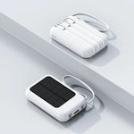 Tuzwa 50000mAh Solar Power Bank – High-Capacity Portable Charger with Built-In Cables, USB-C, Multiple Outputs & LED Flashlight for Smartphones