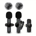 Tuzwa Wireless Lavalier Microphone – Mini Omnidirectional Clip-On Lapel Mic with Windproof Cover & Built-In Battery for iPhone, Android & Video Recording