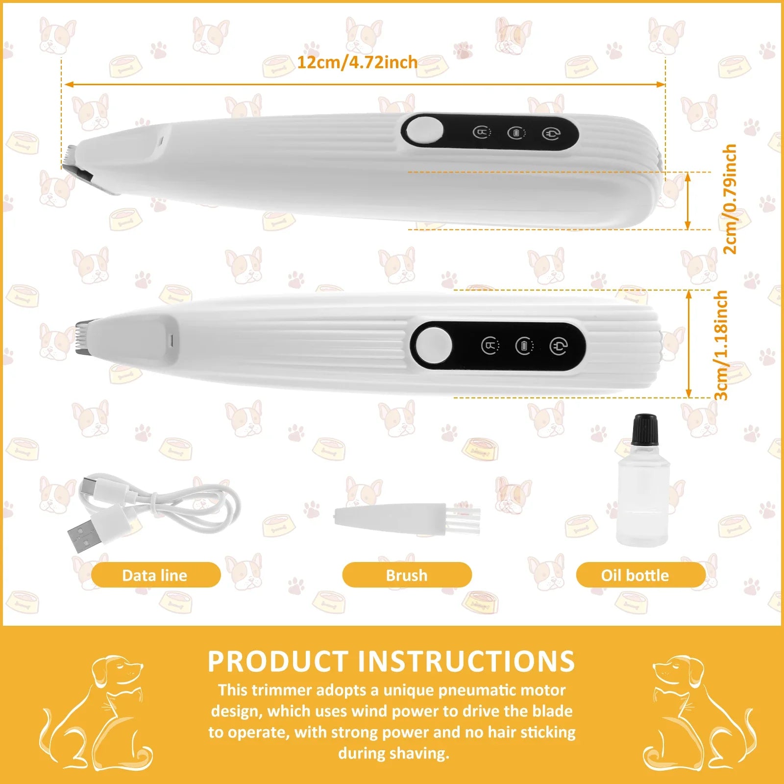 Tuzwa Dog Paw Trimmer with LED Light – Low Noise Cordless Pet Hair Trimmer, Rechargeable Waterproof Grooming Clippers for Dogs & Cats