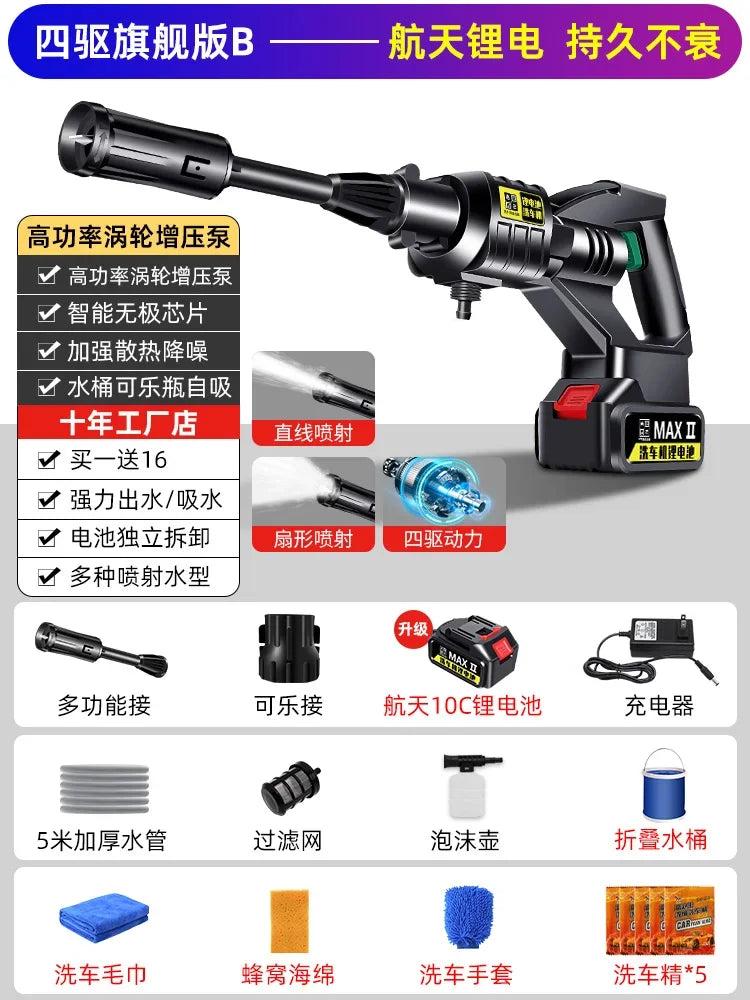 Tuzwa Cordless Pressure Washer – Rechargeable Battery Powered Portable Car Washer for Vehicle & Outdoor Cleaning