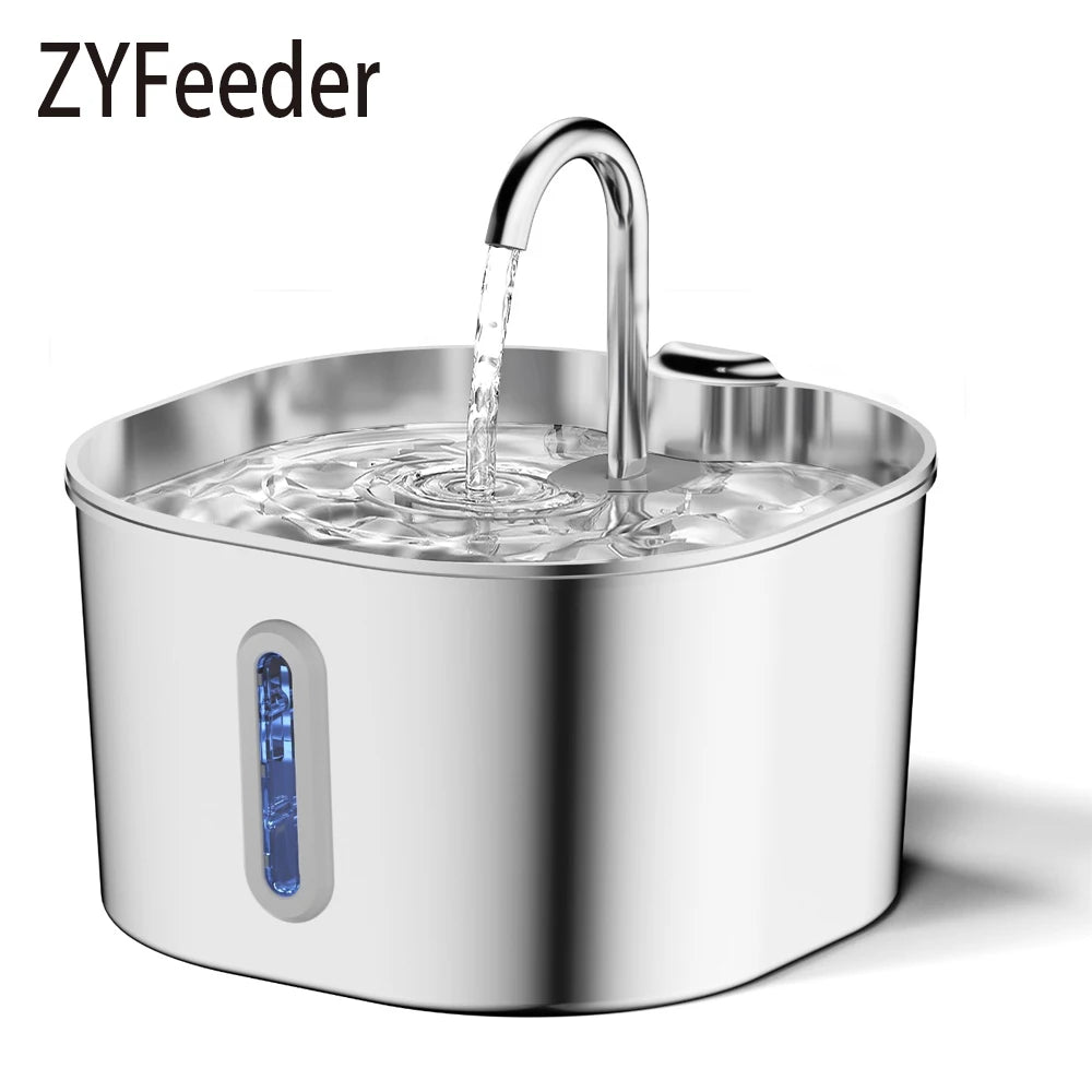 Tuzwa 2.2L Stainless Steel Cat Water Fountain | Automatic Pet Drinking Fountain for Fresh Everyday Hydration
