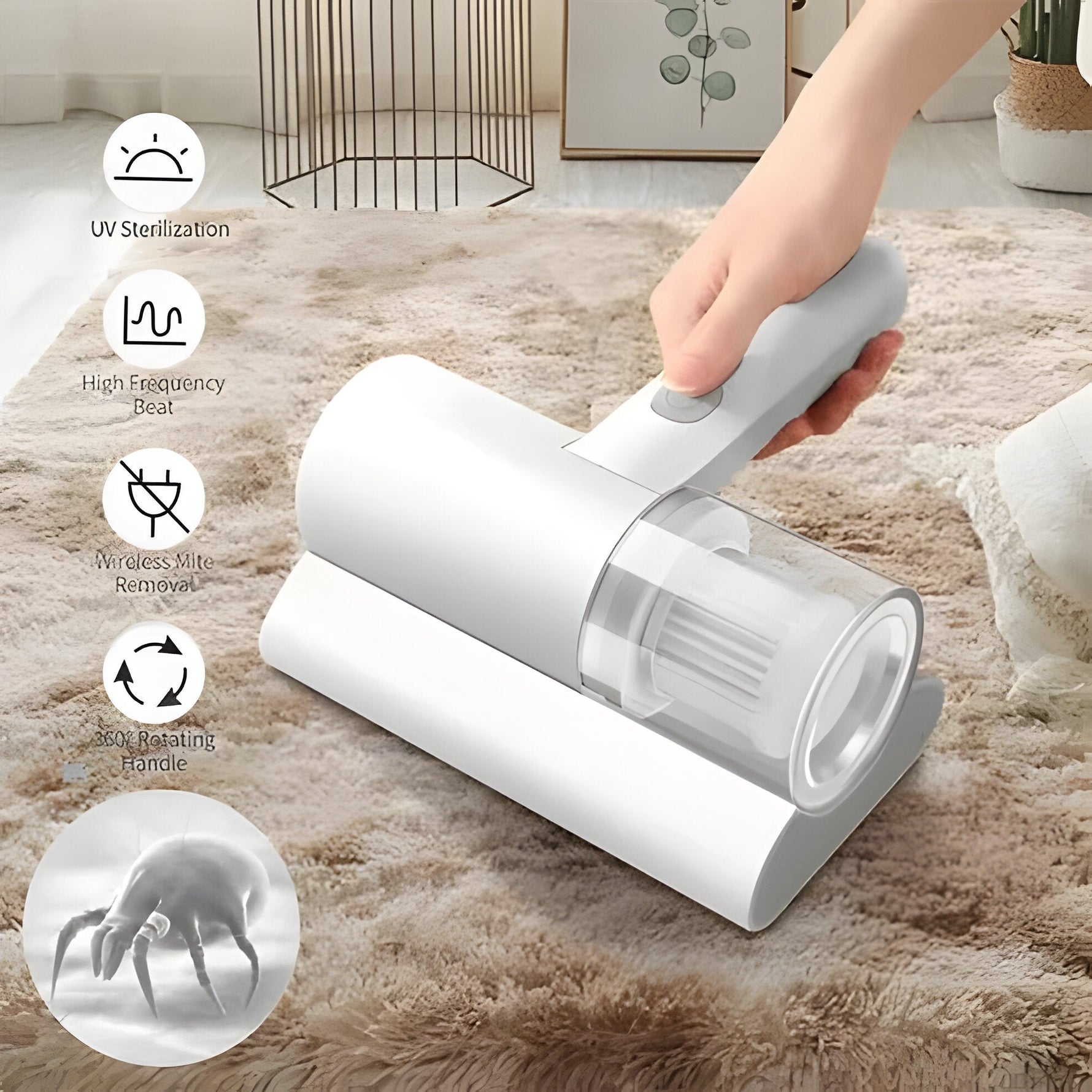Tuzwa Mattress Vacuum Cleaner – 300W Handheld Bed Vacuum with 12kPa Suction, High-Frequency Vibration, Multi-Stage Filtration & 6.7 oz Stainless Dust Chamber