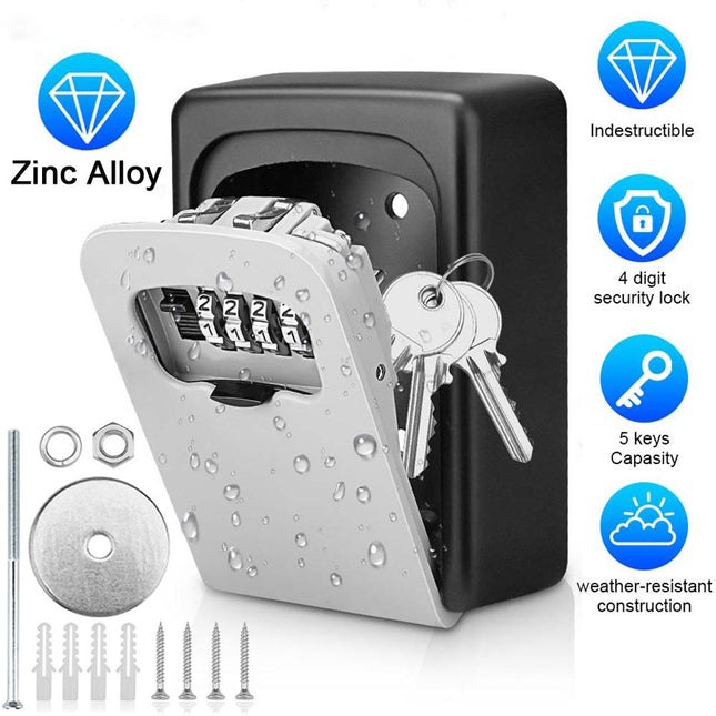 Key Lock Box Wall Mounted, Combination Lock Box for Keys