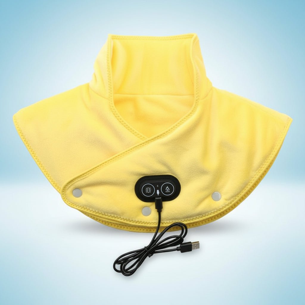 Tuzwa Neck & Shoulder Heating Pad – 3 Heat Levels, Vibration Massage, Carbon Fiber Heating, Auto Shutoff & Lightweight 5V 10W Design