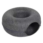 Tuzwa Cat Tunnel Bed – Interactive Round Wool Cat Tunnel with Scratching Surface, Cozy Hideaway & Play Bed for Indoor Cats