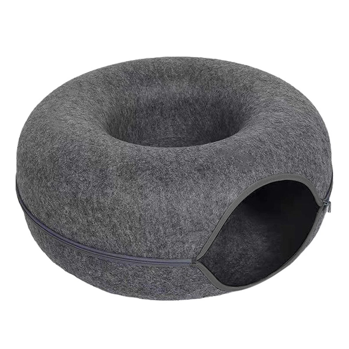 Tuzwa Cat Tunnel Bed – Interactive Round Wool Cat Tunnel with Scratching Surface, Cozy Hideaway & Play Bed for Indoor Cats