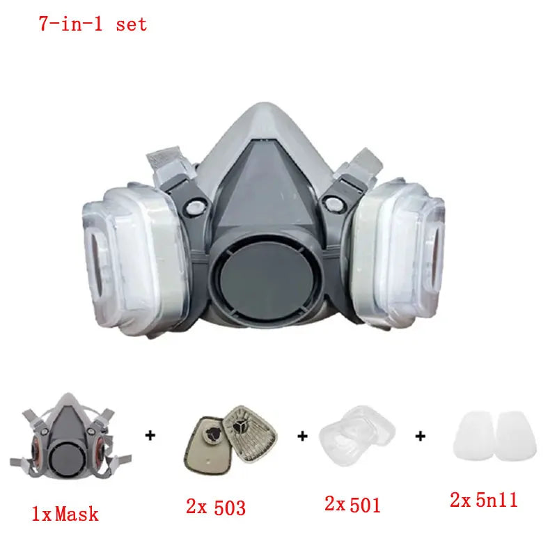 Tuzwa Half Face Respirator Mask with 5N11 Particle Filters & Safety Goggles – Reusable Dust Mask for Painting, Sanding & Industrial Work