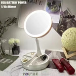 Tuzwa 10X Magnifying Makeup Mirror with LED Light – Rechargeable Adjustable & Foldable Vanity Mirror for Makeup & Grooming