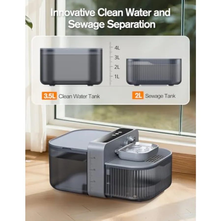 Tuzwa Smart Wireless Cat Water Fountain | 3.5L Automatic Pet Water Dispenser with 180-Day Rechargeable Battery, Precision Flow Control & Ultra-Quiet Design