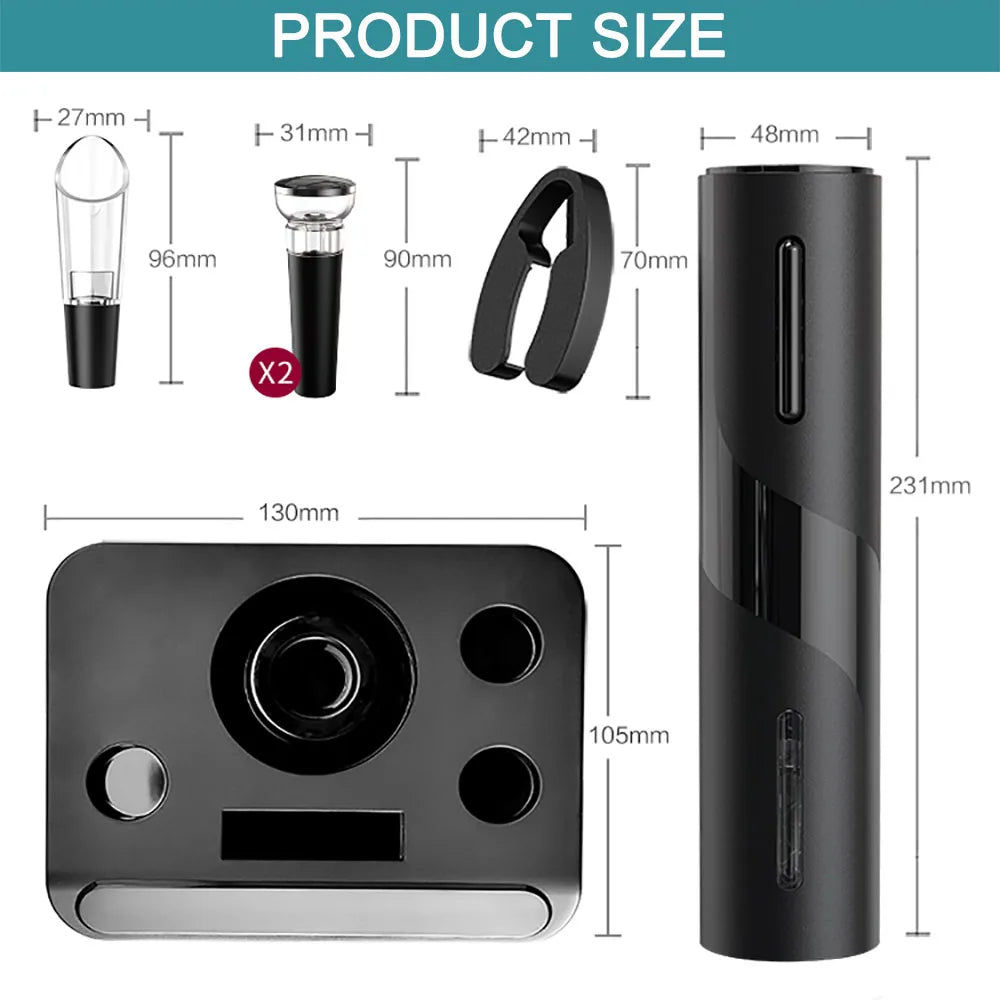 Tuzwa Rechargeable Electric Wine Opener with Foil Cutter – Automatic Cordless Corkscrew for Quick & Easy Wine Bottle Opening