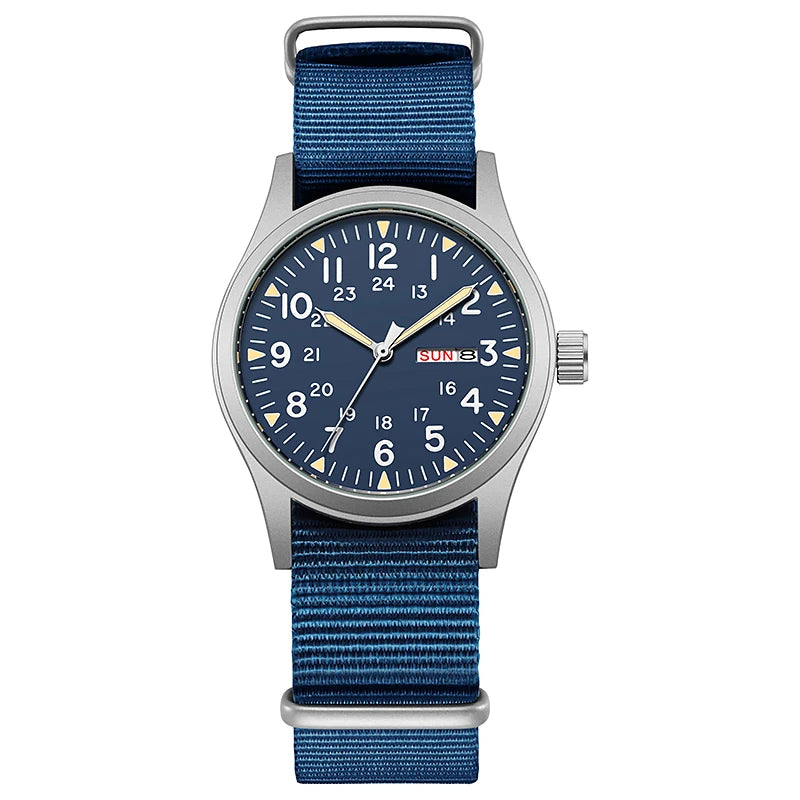 Men's 38mm Luminous Field Watch - Easy Read Arabic Numeral Dial, Durable Nylon Strap, Lightweight Everyday Watch