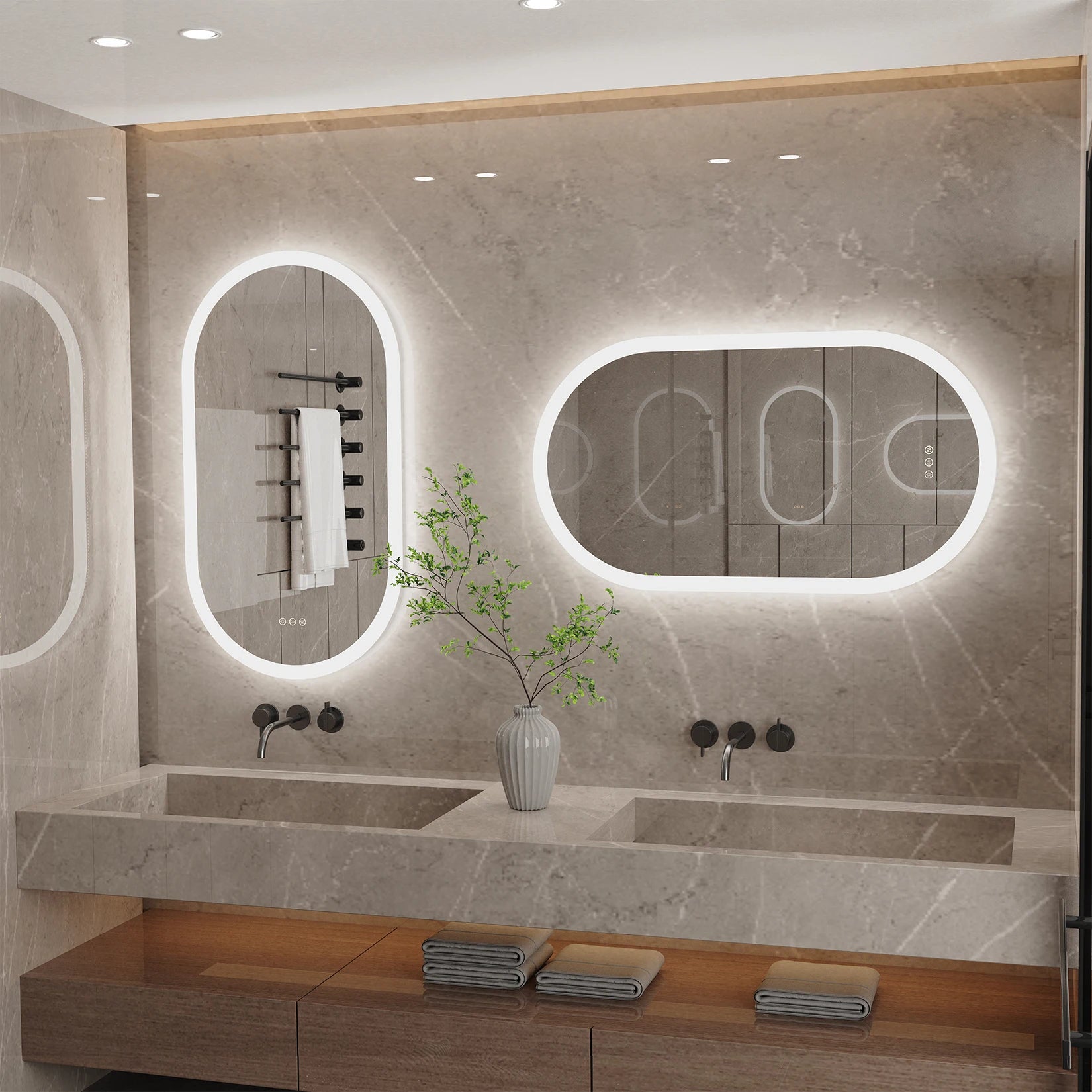 Tuzwa 36x24 LED Backlit Bathroom Mirror with Touch Sensor Dimming – Modern Fog-Free Vanity Mirror with Built-In Lights