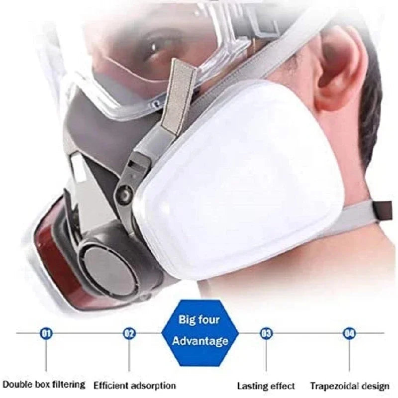 Tuzwa Half Face Respirator Mask with Replaceable Filters – Reusable Chemical & Painting Respirator with Adjustable Straps for Industrial Work