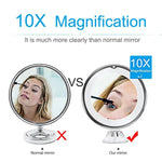 Tuzwa 10X Magnifying Makeup Mirror with Lights – Rechargeable Dimmable Touch Screen Vanity Mirror for Makeup & Grooming