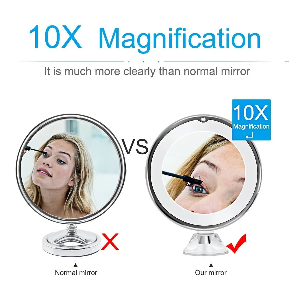 Tuzwa 10X Magnifying Makeup Mirror with Lights – Rechargeable Dimmable Touch Screen Vanity Mirror for Makeup & Grooming