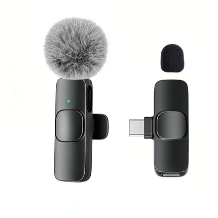 Wireless Lavalier Microphone | USB-C Type-C Clip-On Lapel Mic for Phone Video Recording | Omnidirectional