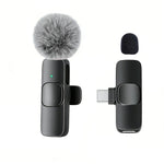 Tuzwa Wireless Lavalier Microphone – USB-C Type-C Clip-On Lapel Mic with Omnidirectional Pickup & Built-In Battery for Smartphone Video Recording