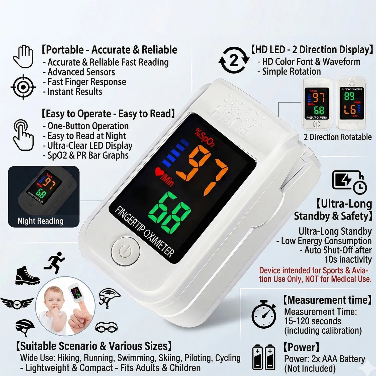Tuzwa Non-Contact Infrared Forehead Thermometer – Portable Digital No-Touch Thermometer with Fast Temperature Reading, Battery Operated