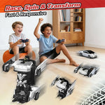 Tuzwa Transforming Robot RC Car – 2-in-1 Remote Control Car & Robot Toy with LED Lights, Rechargeable Lithium Battery