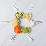 Tuzwa 9-in-1 Multifunctional Vegetable Chopper & Mandoline Slicer | Stainless Steel Food Cutter with Interchangeable Blades | Manual Kitchen Tool for Fast Meal Prep