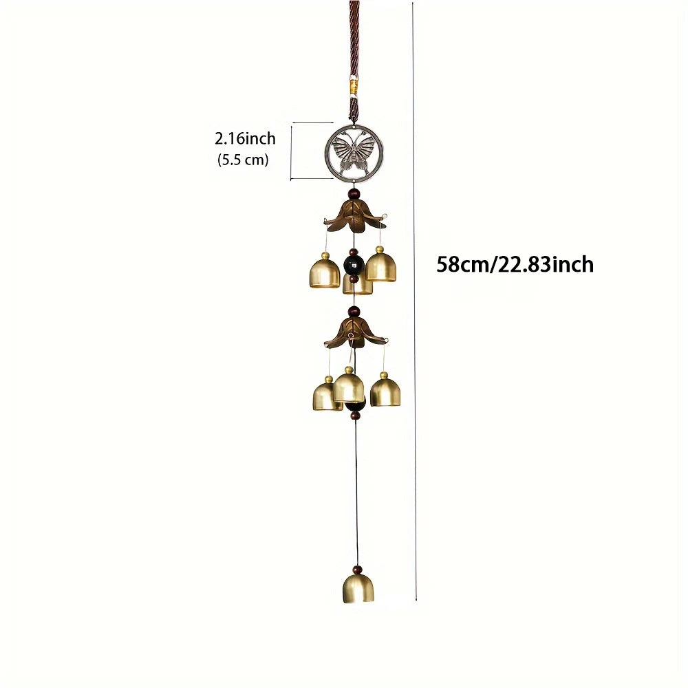 Tuzwa Brass Double Bell Wind Chime – Decorative Metal Hanging Bells for Home, Garden, Patio, Porch & Outdoor Decor