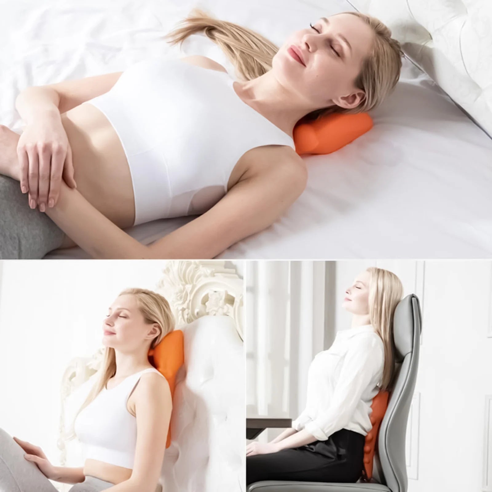 Tuzwa Adjustable Cervical Neck Support Brace with Traction & Massage – Neck Stretcher for Relaxation, Comfort & Posture Support