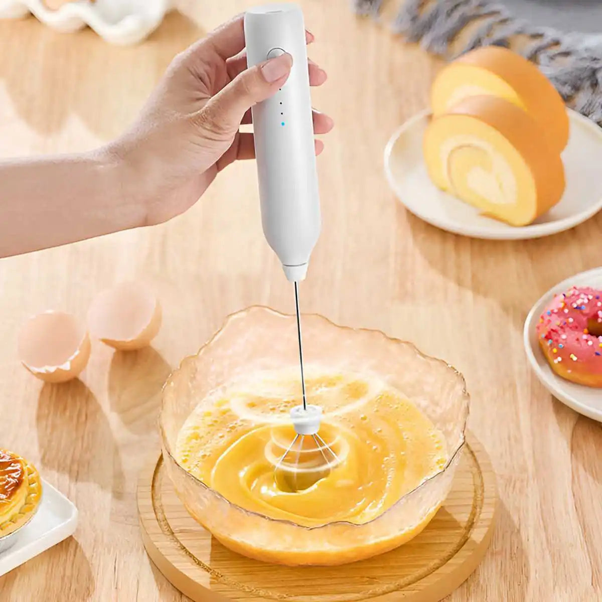 Tuzwa Versatile Kitchen Mixer | USB Rechargeable Handheld Electric Milk Frother & Egg Beater for Coffee, Latte, Cappuccino & Matcha