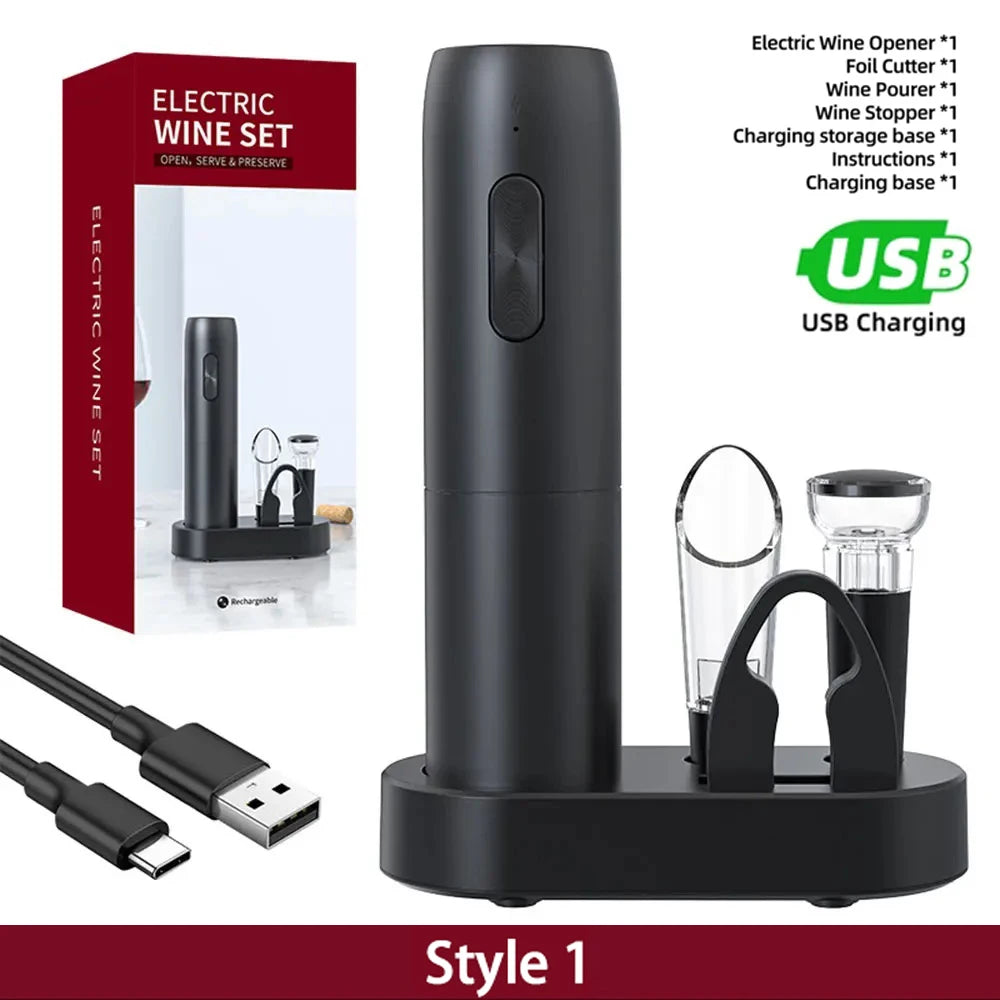 Tuzwa Rechargeable Electric Wine Opener – USB Automatic Wine Bottle Corkscrew with Charging Base for Easy Cork Removal