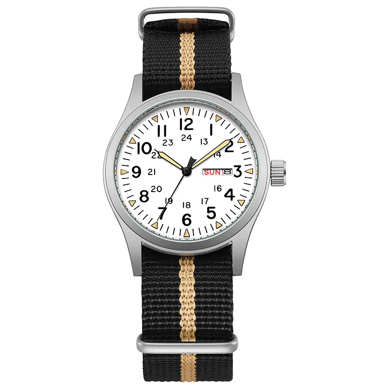 Men's 38mm Luminous Field Watch - Easy Read Arabic Numeral Dial, Durable Nylon Strap, Lightweight Everyday Watch