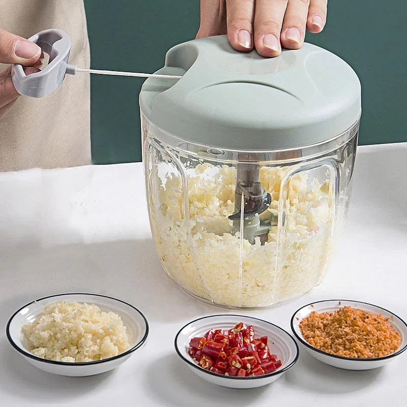 Tuzwa Manual Meat Mincer & Garlic Chopper | Hand Crank Food Processor with Easy Rotate Handle for Meat, Garlic, Vegetables & Nuts