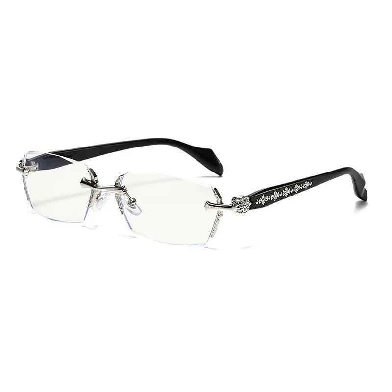 Tuzwa Frameless Blue Light Blocking Glasses – Lightweight Alloy Rectangle Computer Glasses for Work, Gaming & Screen Use