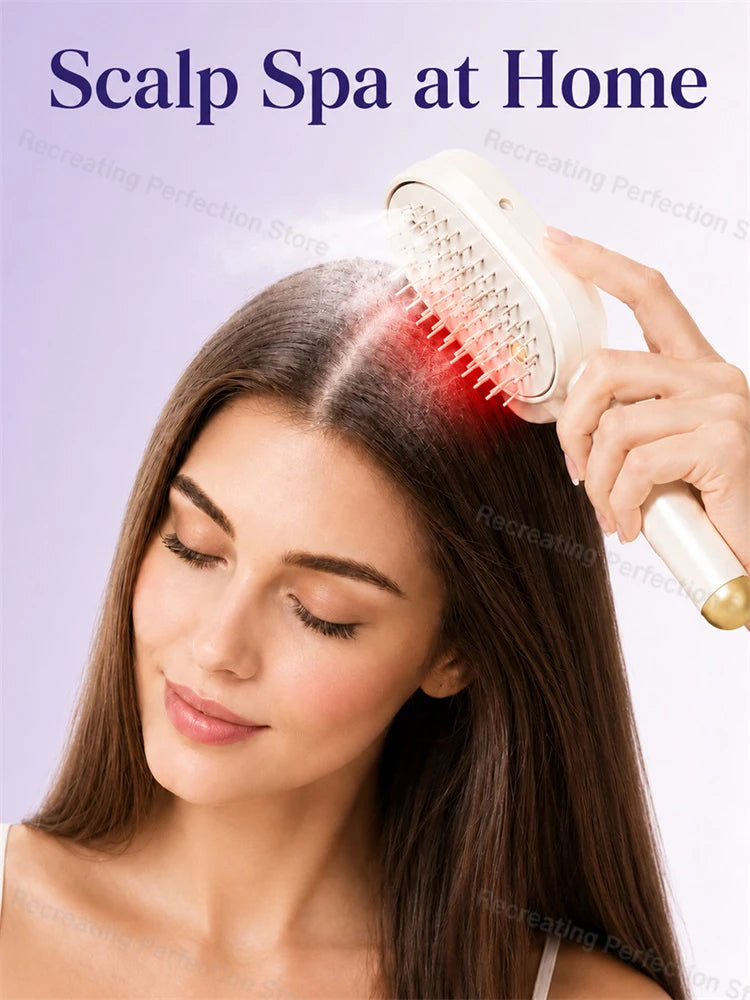 Tuzwa Cordless Electric Hair Straightener Brush – Fast Heating Steam Styling Brush with Anti-Scald Design & Wireless Charging
