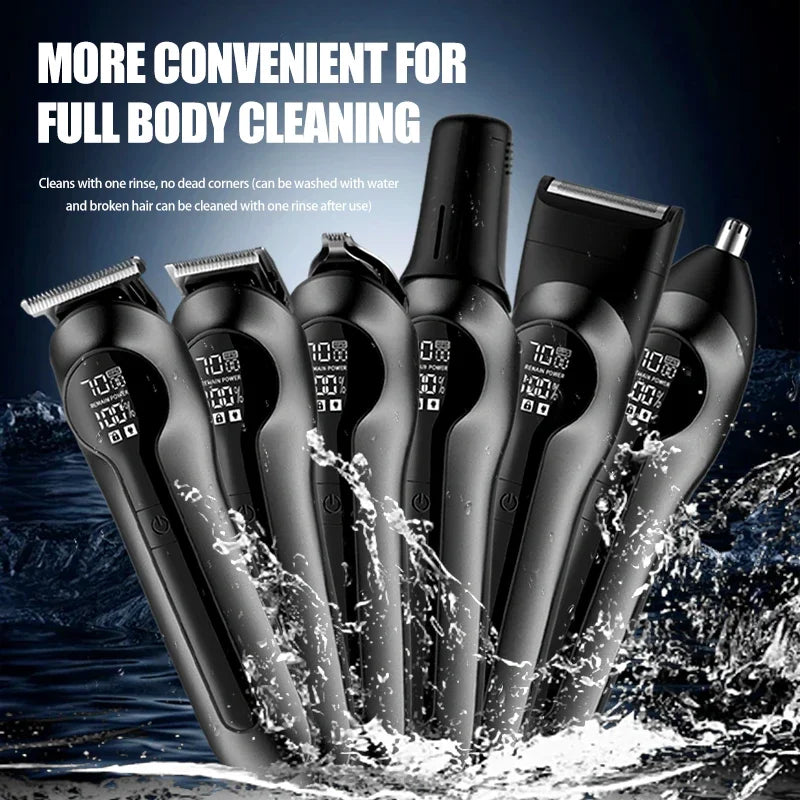 Tuzwa Professional 14-in-1 Beard Trimmer Kit | Cordless Waterproof Grooming Set for Beard, Hair, Body, Nose & Face