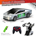 Tuzwa Transforming Robot RC Car – 2-in-1 Remote Control Car & Robot Toy with LED Lights, Rechargeable Lithium Battery