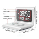 Tuzwa 30W Wireless Charging Stand with Alarm Clock & Thermometer – Fast Phone Charger for Bedside, Nightstand & Desk