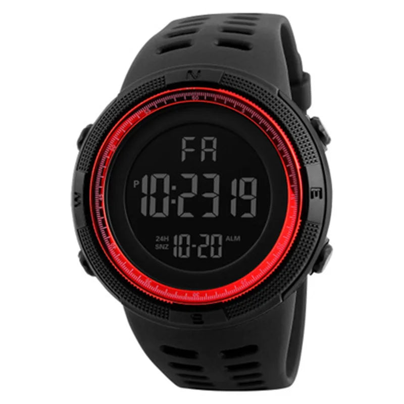Tuzwa Men's Digital Military Sports Watch – Luminous 50mm Display, Coated Glass, Round Case for Active Everyday Wear