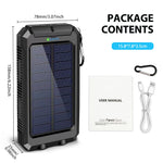 Tuzwa 30000mAh Solar Power Bank – Fast Charging Portable Battery Charger with Dual USB Ports, Digital Display & Flashlight for Phones & Tablets
