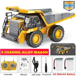 Tuzwa 4WD RC Excavator & Dump Truck – Alloy Remote Control Construction Vehicles with Lights, Sounds & Rechargeable Lithium Battery