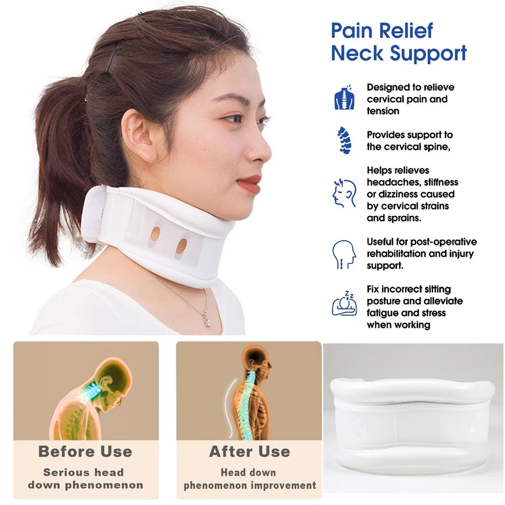 Tuzwa Adjustable Cervical Support Collar – Lightweight Breathable Neck Brace with Comfortable Support for Daily Wear