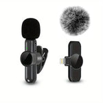 Tuzwa Wireless Lavalier Microphone – Mini Omnidirectional Clip-On Lapel Mic with Windproof Cover & Built-In Battery for iPhone, Android & Video Recording