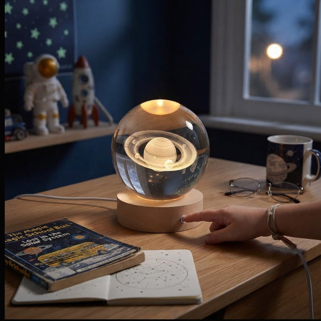 Table Lamp with 3D Engraved Sphere