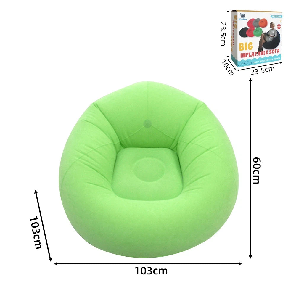 Tuzwa Inflatable Sofa Chair – Portable Round Flocked PVC Lounge Bean Bag Seat for Indoor, Garden, Patio, Camping & Outdoor Relaxation