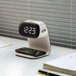 Tuzwa LED Alarm Clock with Wireless Charging & Warm Mood Light – 165mm Bedside Clock Lamp for Bedroom & Nightstand