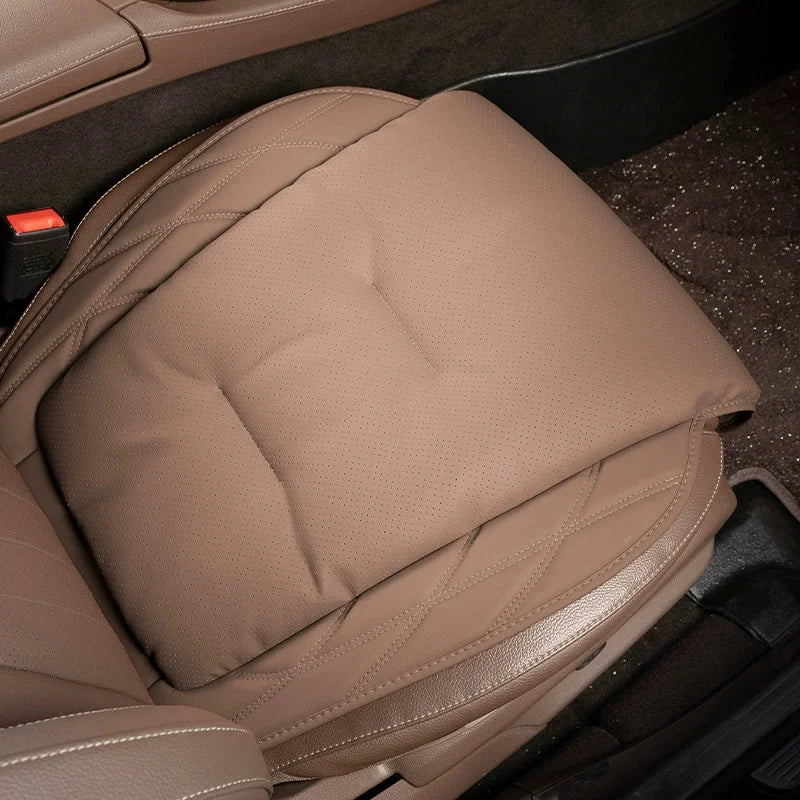 Tuzwa Nappa Leather Car Seat Cushion – Breathable Ventilated Seat Cover Pad for All-Season Driving Comfort