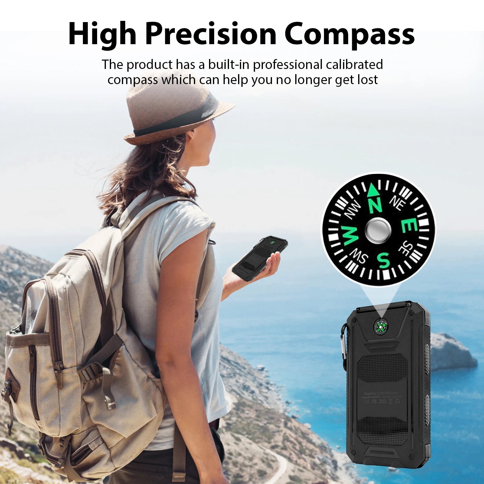 Tuzwa 30000mAh Solar Power Bank – Fast Charging Portable Battery Charger with Dual USB Ports, Digital Display & Flashlight for Phones & Tablets
