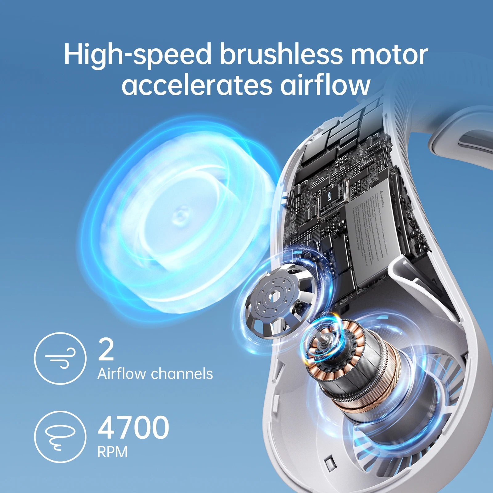 Tuzwa Rechargeable Portable Neck Fan | Hands-Free Personal Cooling Fan with 5000mAh Battery, 5 Speed Modes & USB-C Fast Charging