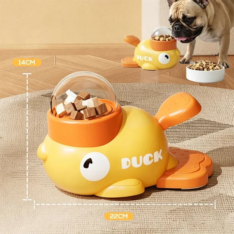 Tuzwa | Interactive Dog Puzzle Slow Feeder Toy | 2-in-1 Treat Dispensing IQ Training Feeder with Cartoon Duck Design for Mental Enrichment