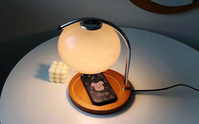 Retro Glass Candle Warmer Lamp with Dimmer Switch, Electric Candle Warmer with Solid Wood Base